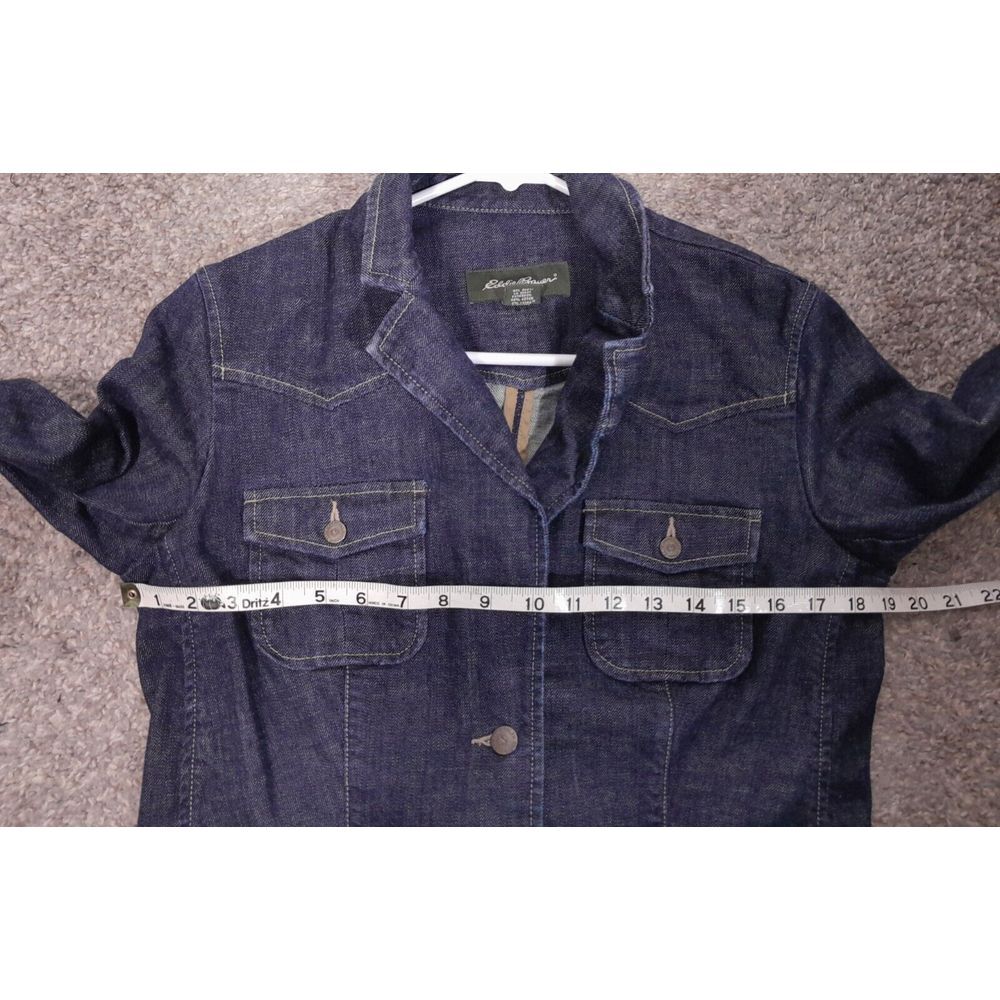 Eddie‎ Bauer Blazer Style Denim Jean Jacket Womens Medium Dark Wash - Picture 6 of 7